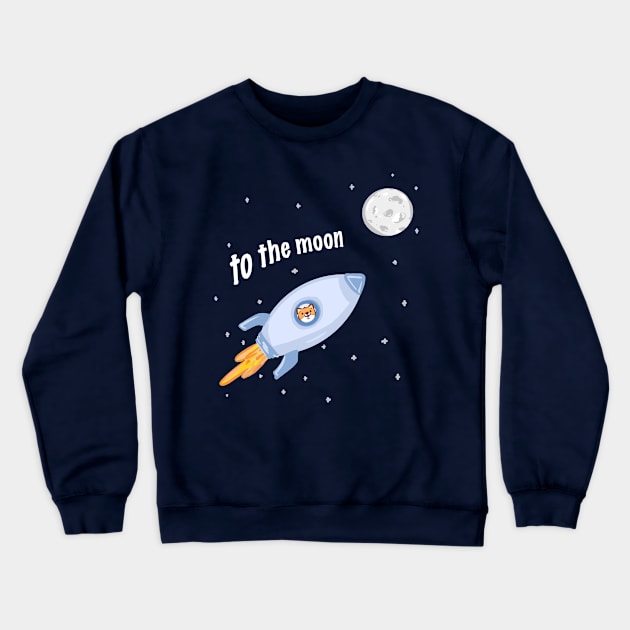 Shiba Inu to the Moon Crewneck Sweatshirt by RoserinArt